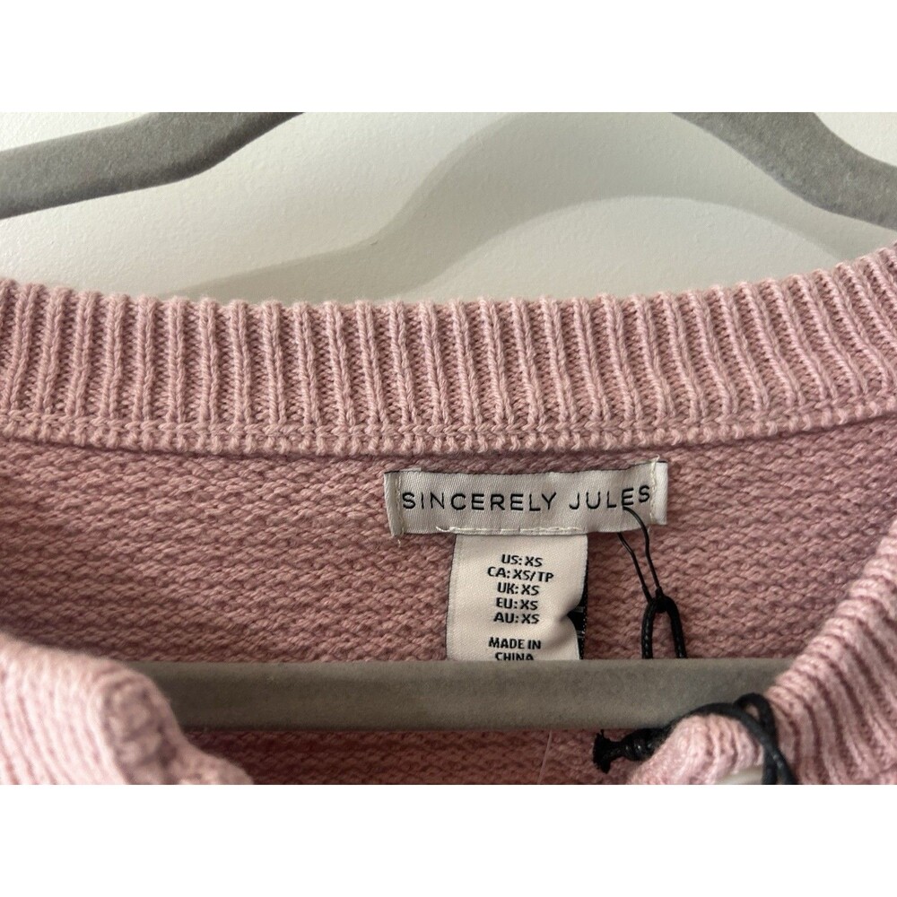 Sincerely Jules Size XS Pink Waffle Knit Button Henley Sweater NWT - Picture 4 of 10